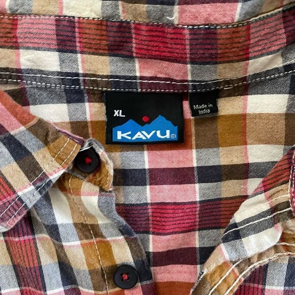 KAVU Men's Short Sleeve Plaid Button Down Shirt Size XL - Picture 6 of 7